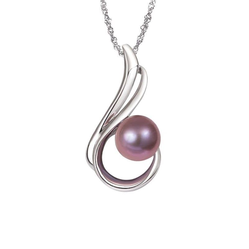 Aubergine Freshwater Pearl Pendant in Sterling Silver - AME Jewellery