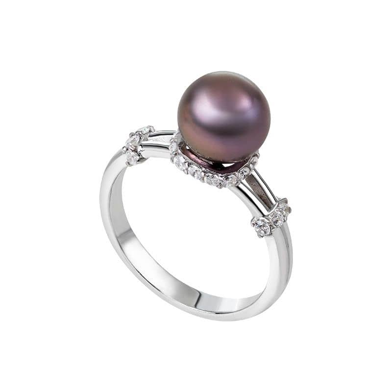 Nhẫn nữ Ngọc trai Aubergine Freshwater Pearl Split Shank Ring by AME Jewellery