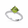 Bague en argent sterling et péridot naturel taille coussin - AME Jewellery