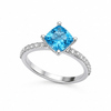Bague en Topaze Bleue Naturelle Taille Coussin en Argent Sterling - AME Jewellery