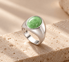 Bague chevalière en argent sterling et jadéite naturelle – unisexe - pour les hommes que pour les femmes - AME Jewellery 