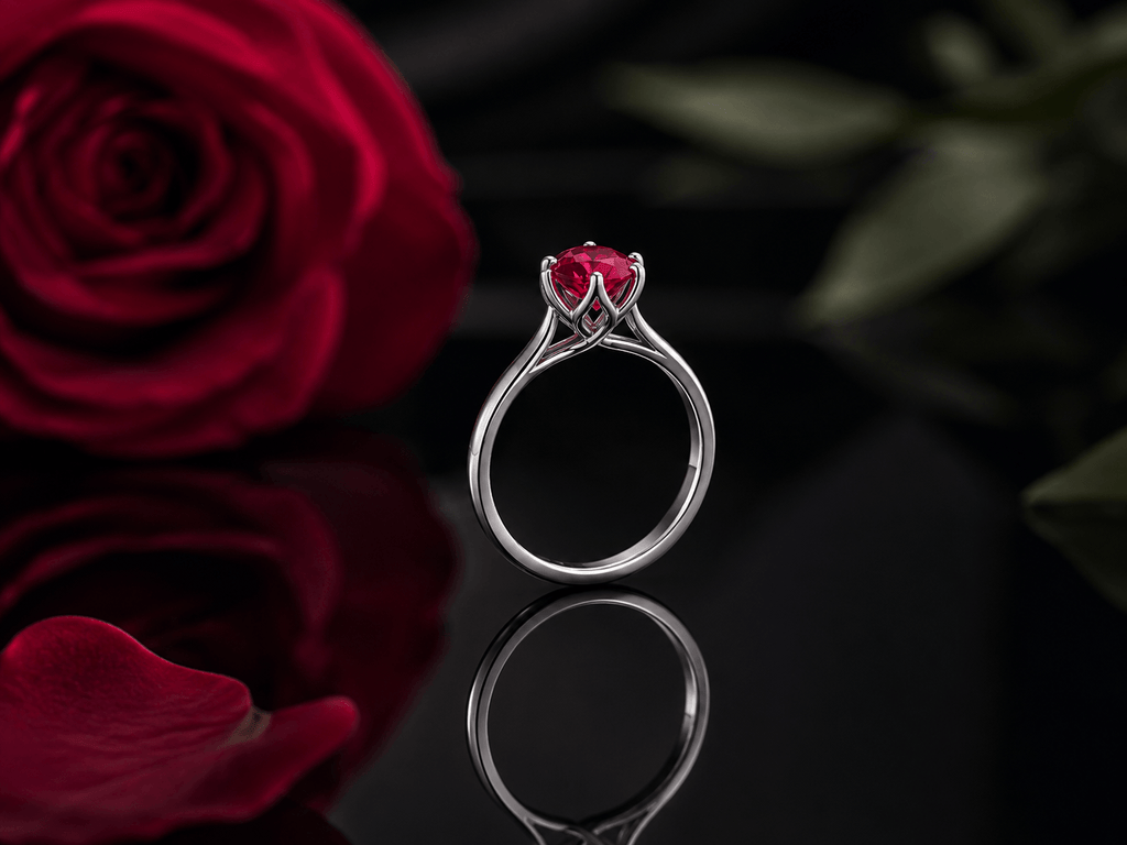 Bague en or blanc 14K et rubis naturel - AME Jewellery