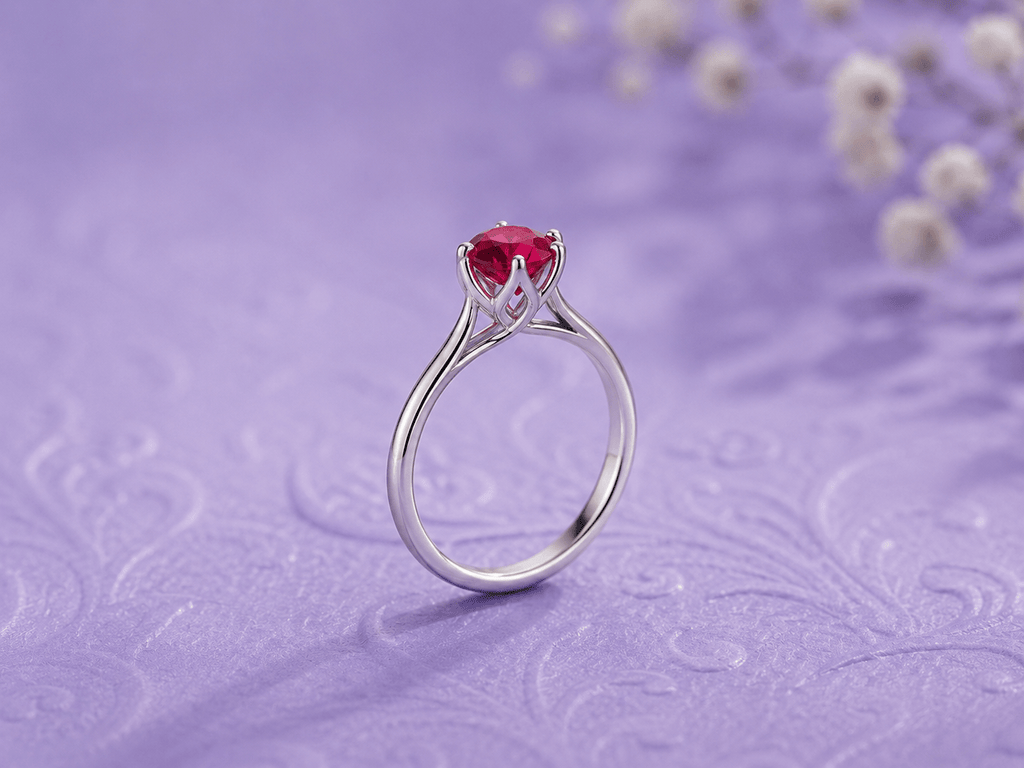 Bague en or blanc 14K et rubis naturel - AME Jewellery