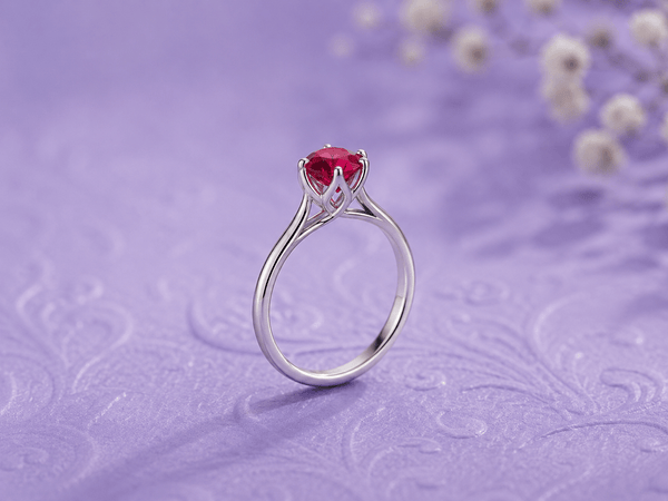 Bague en or blanc 14K et rubis naturel - AME Jewellery