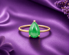 Bague en or jaune 14K et jadeite Birmane taille poire - AME Jewellery
