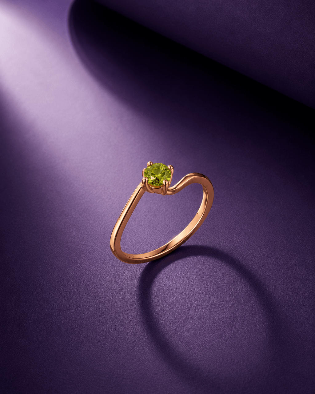 Bague Solitaire Twist en Péridot Naturel et Or Rose 14K - AME Jewellery