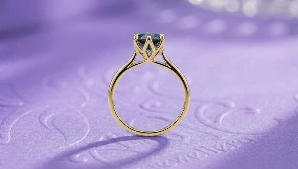 Bague torsadée en topaze bleue de Londres naturelle en or jaune 14K - AME Jewellery.