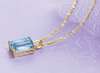 Mặt dây Vàng Đá quý tự nhiên Baguette Blue Topaz Pendant 14K Yellow Gold by AME Jewellery