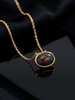 Natural Black Opal Bezel Pendant in 14K Yellow Gold - AME Jewellery