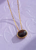 Mặt dây chuyền Vàng Đá quý tự nhiên Black Opal Bezel Pendant Necklace in 14K Yellow Gold by AME Jewellery
