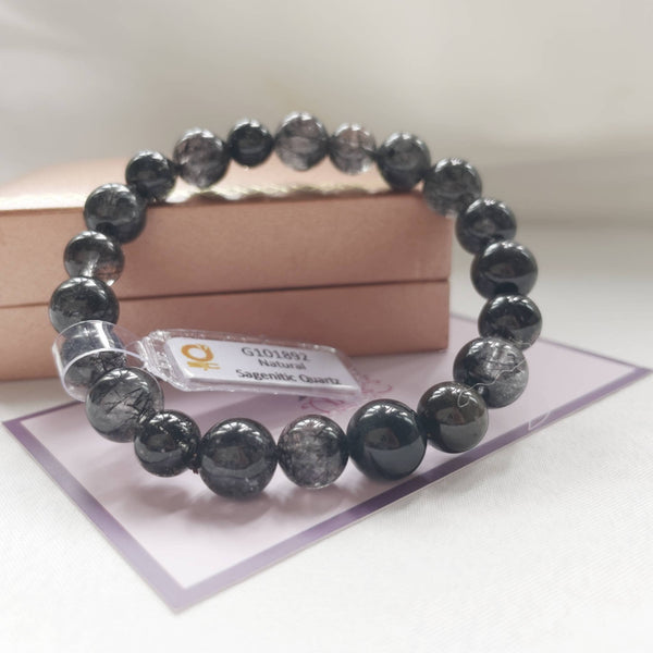 Chuỗi đeo tay Thạch Anh Tóc Đen thiên nhiên | Black Rutile Quartz Beads Bracelet | AME Jewellery