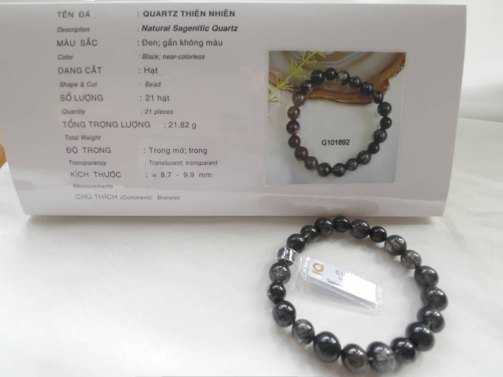 Chuỗi đeo tay Thạch Anh Tóc Đen thiên nhiên | Black Rutile Quartz Beads Bracelet | AME Jewellery