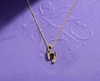 Mặt dây Vàng Đá quý tự nhiên Blue Sapphire Pendant Necklace in 14K Yellow Gold by AME Jewellery