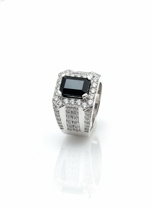 Nhẫn Nam Đá quý tự nhiên Blue Sapphire Men's Ring in Sterling Silver by AME Jewellery