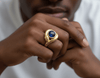 Nhẫn Rắn Vàng Đá quý tự nhiên Blue Sapphire Snake Ring in 14K Yellow Gold by AME Jewellery