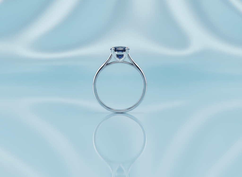 Nhẫn Vàng trắng Đá quý tự nhiên Oval Blue Sapphire Ring in White Gold by AME Jewellery