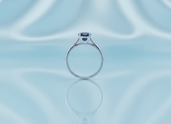 Nhẫn Vàng trắng Đá quý tự nhiên Oval Blue Sapphire Ring in White Gold by AME Jewellery