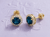 Boucles d'oreilles halo en or jaune 14K et topaze bleue de Londres naturelle - AME Jewellery