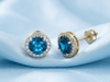 Bông tai Vàng 14K Đá quý tự nhiên London Blue Topaz - AME Jewellery