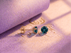 Natural London Blue Topaz 4-Prong Earrings in 14K Yellow Gold by AME Jewellery