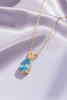 Mặt dây chuyền Vàng Đá quý thiên nhiên Pear Blue Topaz Pendant Necklace in 14K Yellow Gold by AME Jewellery