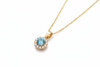Mặt dây chuyền Vàng Đá quý tự nhiên Blue Topaz Halo Pendant in 14K Yellow Gold by AME Jewellery