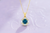 Mặt dây chuyền Vàng Đá quý tự nhiên London Blue Topaz Octagon Halo Pendant 14K Yellow Gold by AME Jewellery