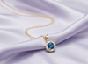 Mặt dây chuyền Vàng Đá quý tự nhiên London Blue Topaz Octagon Halo Pendant 14K Yellow Gold by AME Jewellery