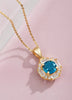 Mặt dây chuyền Vàng Đá quý tự nhiên London Blue Topaz Octagon Halo Pendant 14K Yellow Gold by AME Jewellery