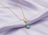 Mặt dây Vàng 14K Đá quý tự nhiên Heart-cut Blue Topaz Gold Pendant Necklace by AME Jewellery