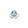 Nhẫn nữ Vàng trắng Đá quý tự nhiên Oval Blue Topaz Ring in 14K White Gold by AME Jewellery