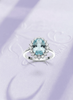 Nhẫn nữ Vàng trắng Đá quý tự nhiên Oval Blue Topaz Ring in 14K White Gold by AME Jewellery