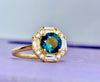 Nhẫn nữ Vàng Đá quý tự nhiên London Blue Topaz Octagon Halo Ring in 14K Yellow Gold by AME Jewellery