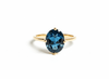 Nhẫn vàng Đá quý tự nhiên Natural Oval London Blue Topaz Ring in 14K Yellow Gold by AME Jewellery