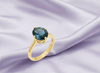 Nhẫn vàng Đá quý tự nhiên Natural Oval London Blue Topaz Ring in 14K Yellow Gold by AME Jewellery