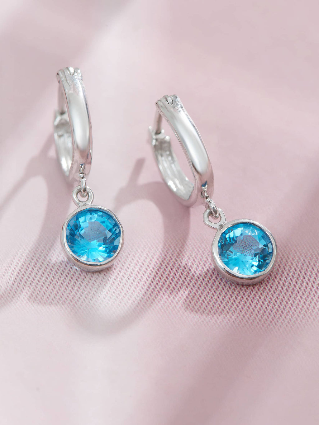 Bông tai Đá quý tự nhiên Blue Topaz Hinged Earring in Sterling Silver by AME Jewellery