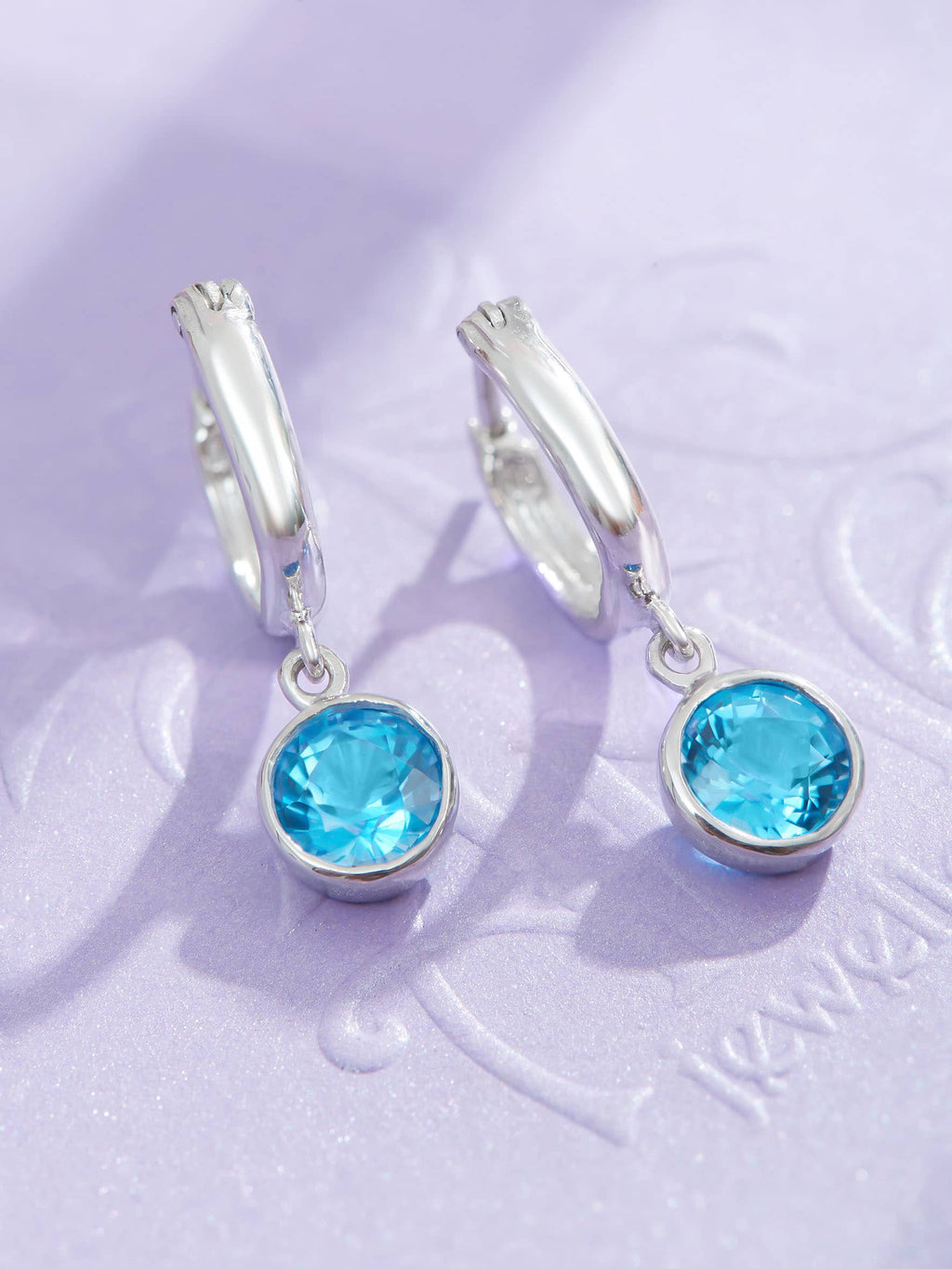 Bông tai Đá quý tự nhiên Blue Topaz Hinged Earring in Sterling Silver by AME Jewellery