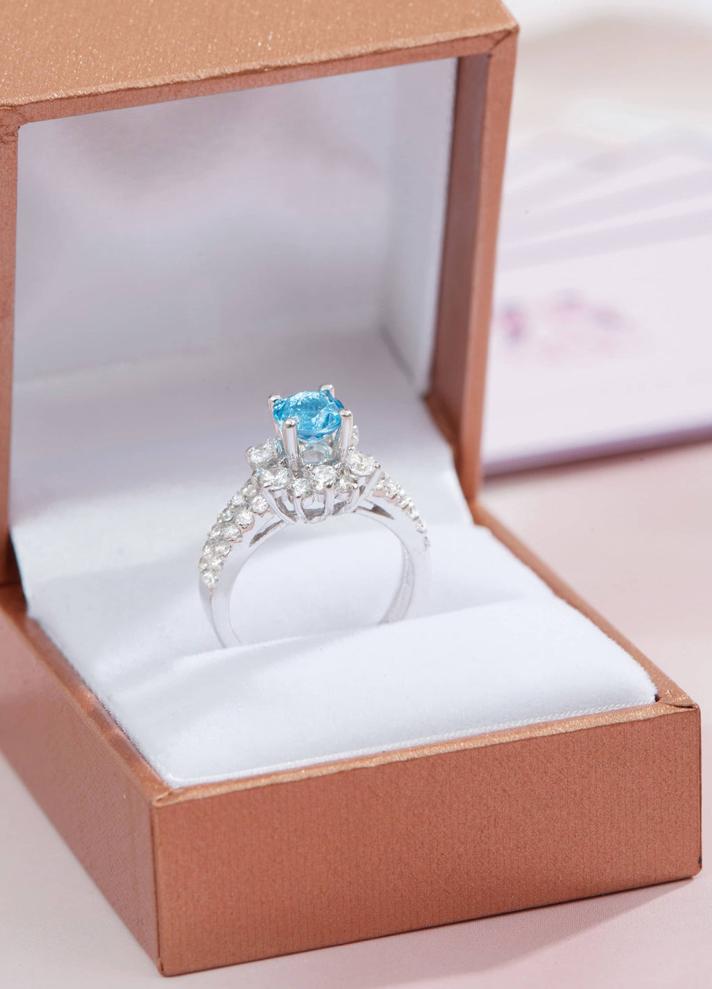 Nhẫn nữ Đá quý tự nhiên Blue Topaz Split Shank Ring in Sterling Silver by AME Jewellery