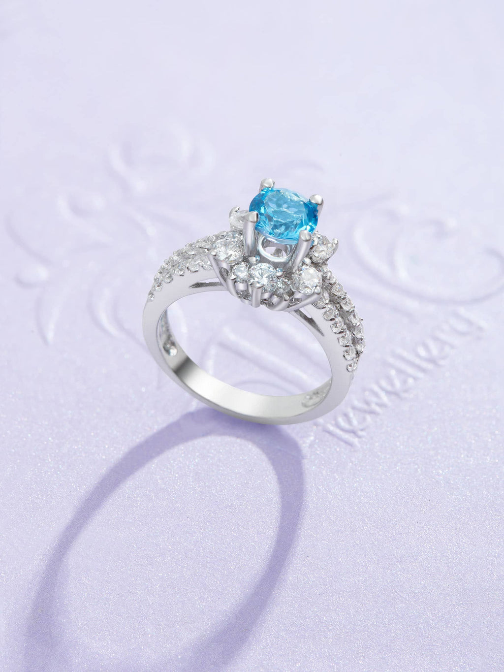 Nhẫn nữ Đá quý tự nhiên Blue Topaz Split Shank Ring in Sterling Silver by AME Jewellery