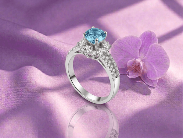Bague en topaze bleue naturelle en argent sterling – AME Jewellery