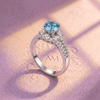 Natural Blue Topaz Split Shank Ring in Sterling Silver by AME Jewellery.