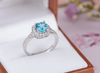Nhẫn Đá quý tự nhiên Blue Topaz Square Halo Silver Ring by AME Jewellery