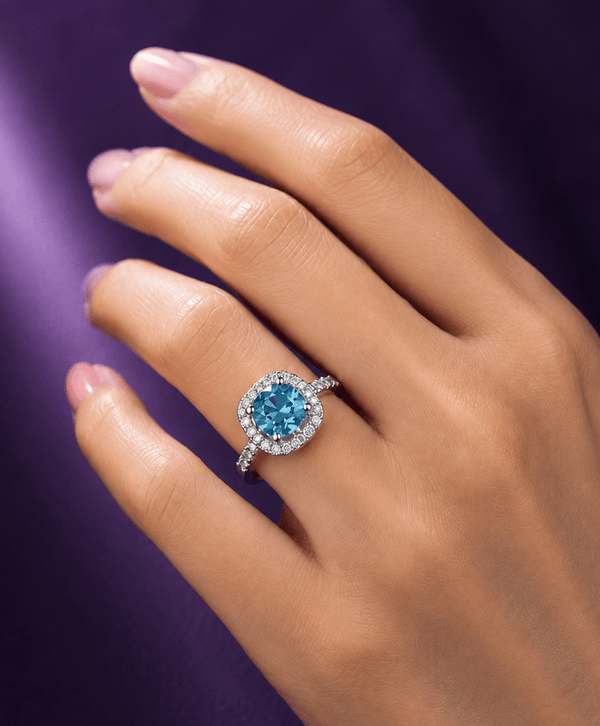 nhẫn nữ đá quý tự nhiên Blue topaz - AME Jewellery