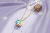 Blue Zircon Bezel Pendant in 14K Yellow Gold - AME Jewellery
