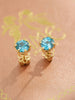 Bông tai Vàng Đá quý tự nhiên Blue Zircon 6-prong Earrings in 14K Yellow Gold by AME Jewellery