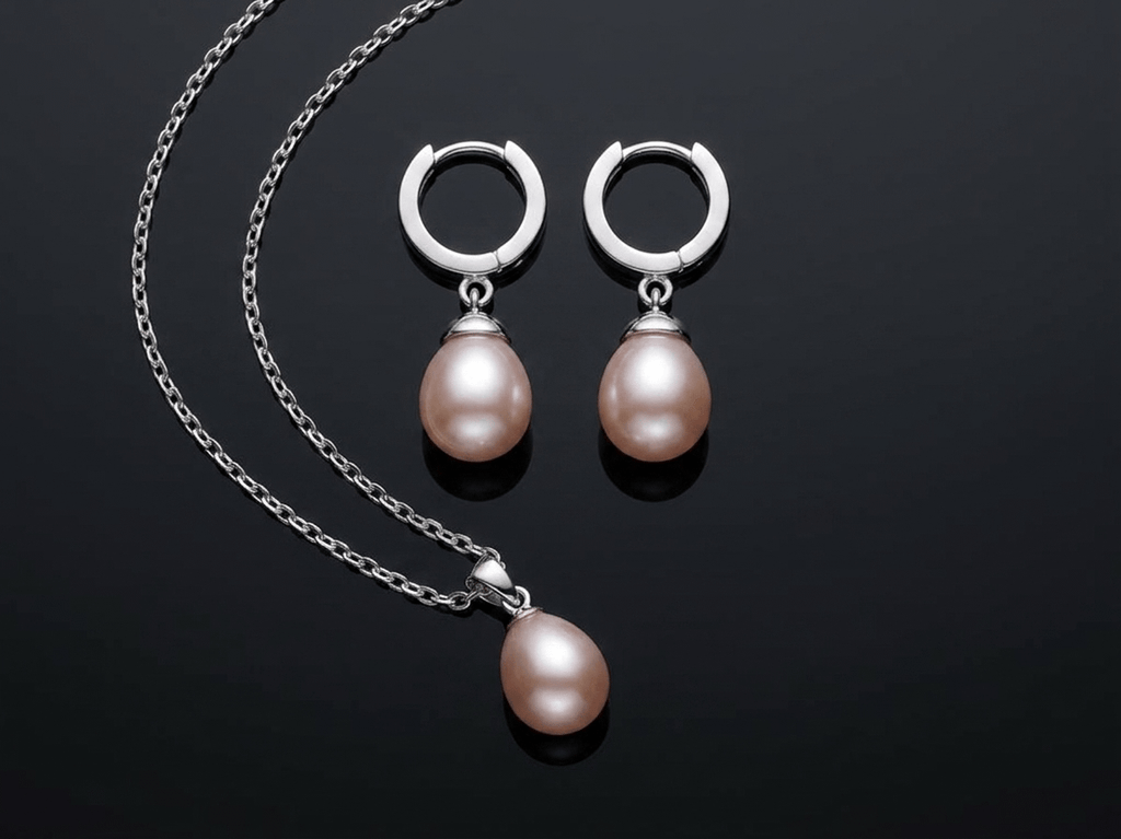 bộ trang sức Ngọc trai giọt Lavender Teardrop Freshwater Pearl Pendant Necklace by AME Jewellery
