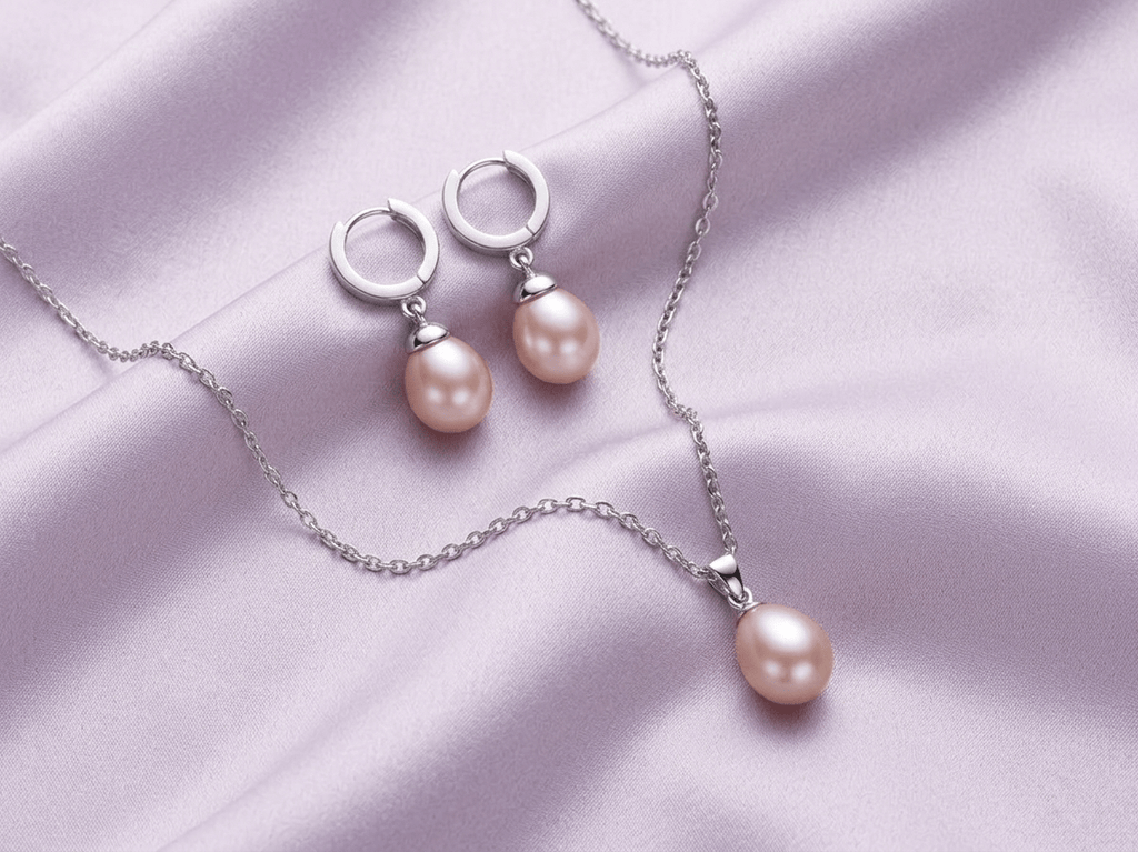bộ trang sức Ngọc trai giọt Lavender Teardrop Freshwater Pearl Pendant Necklace by AME Jewellery