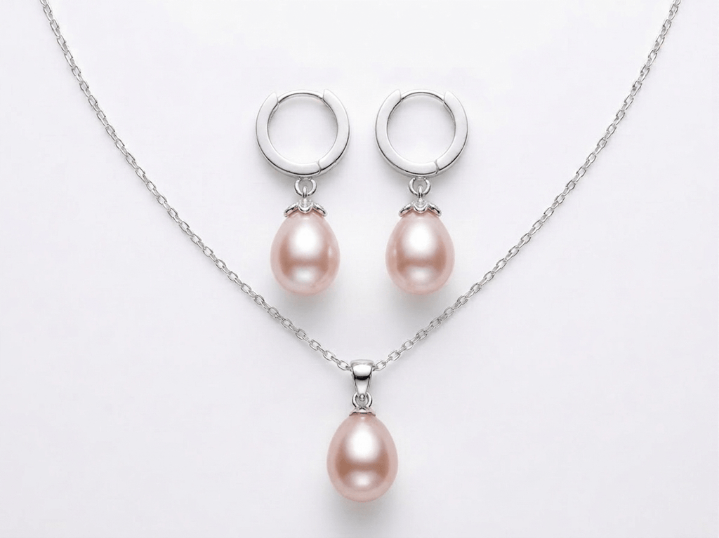 bộ trang sức Ngọc trai giọt Lavender Teardrop Freshwater Pearl Pendant Necklace by AME Jewellery