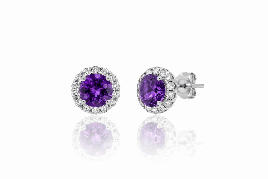 Bông tai Đá quý tự nhiên Amethyst - AME Jewellery