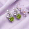 Natural Peridot Leaf Latch-back Earrings in Sterling Silver by AME Jewellery. 
